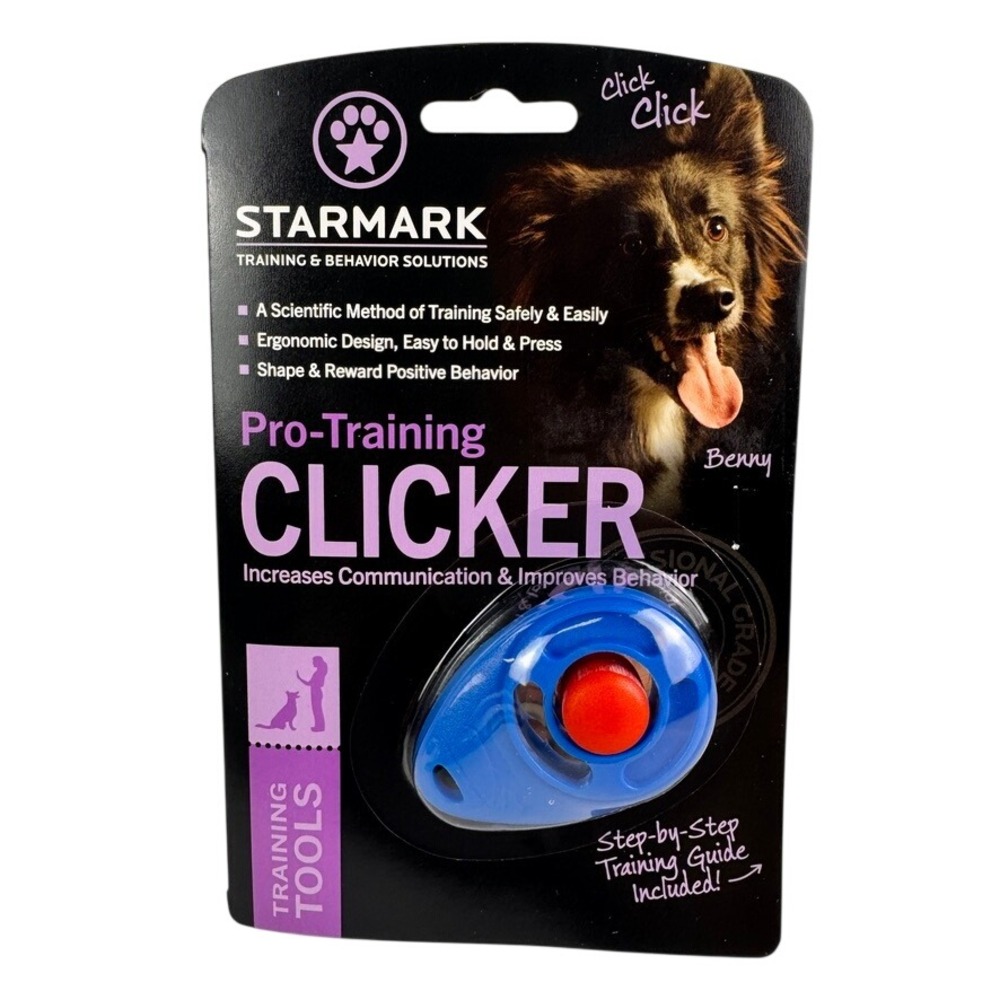 Starmark Pro-Training Clicker Blue Dog Training Tool with Step-by-Step Guide NEW